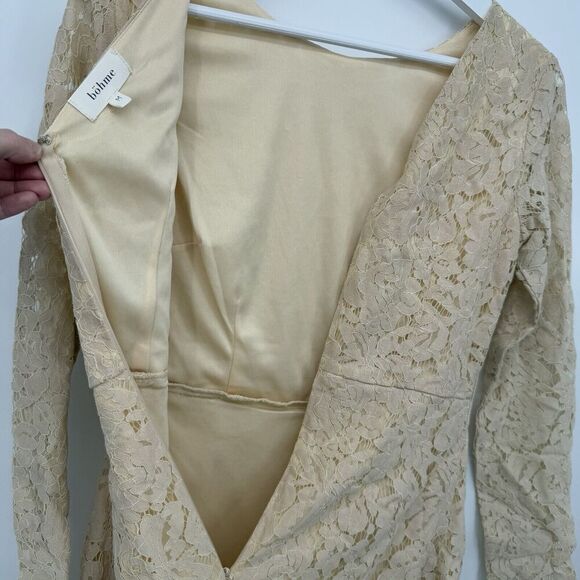Bohme Cream Lace Long Sleeve Mini Dress Size Medium Cotton Boho - Picture 9 of 9